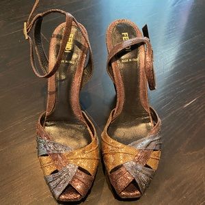 Metallic Fendi Sandals